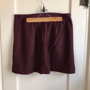 J crew mini skirt made from thick burgundy wool